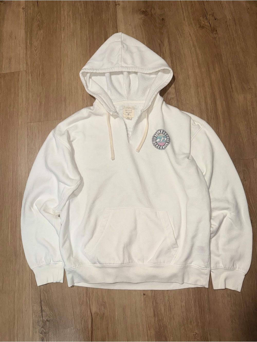 Billabong White Hooded Pullover with Surf Crest